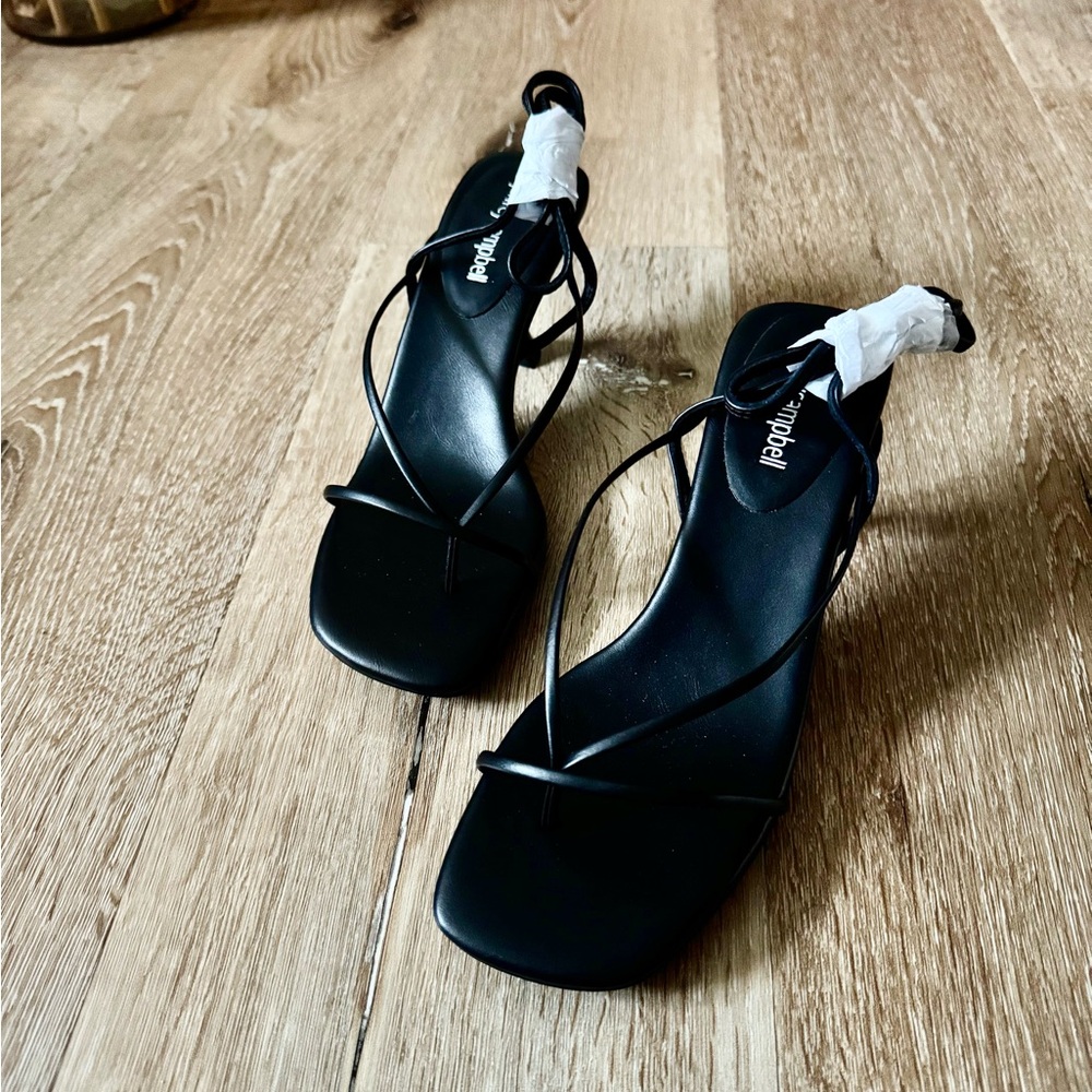 Jeffrey‎ Campbell NWOT Black Leeda Ankle Strap Sandal Size 6.5